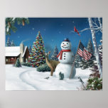 Alan Giana "Spirit of the Season" Poster<br><div class="desc">A snowman and friends share the "Spirit of the Season" in this patriotic Christmas scene by Alan Giana.</div>