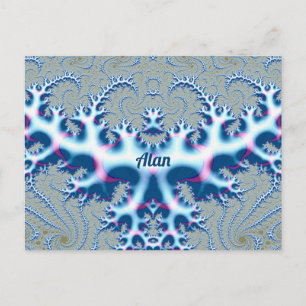 ALAN ~ Icy White and Blue 3D Fractal Design ~ Postcard