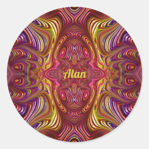 ALAN ~ Multicoloured Fractal Design ~ Classic Round Sticker