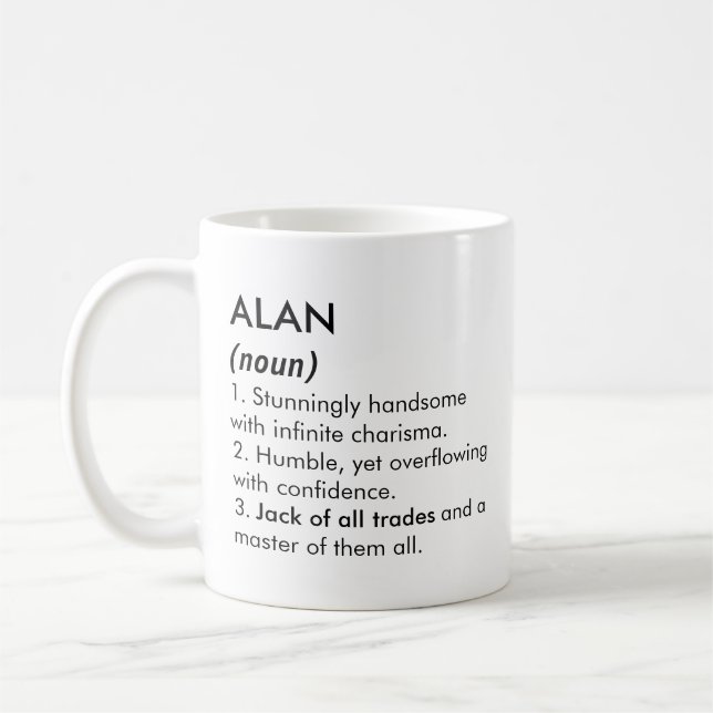 Alan name, Editable name, Custom name Coffee Mug (Left)