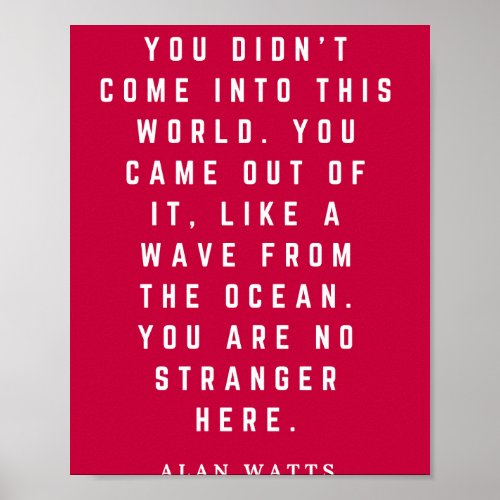 Alan Watts You Didnt Come Into This World You Came Poster