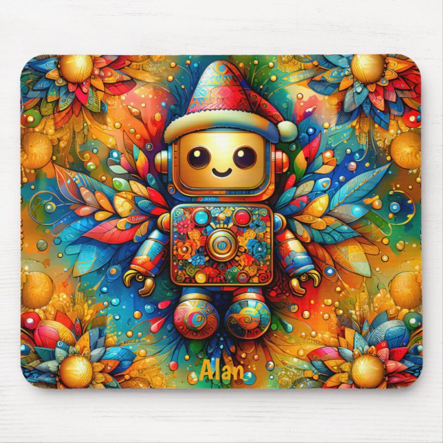 ALAN ~ Zany ROBOT Christmas  Mouse Pad (Front)