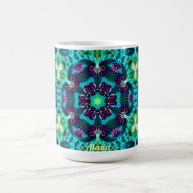 ALANA ~ Pretty Glittery Pattern ~ Personalized  Coffee Mug (Center)