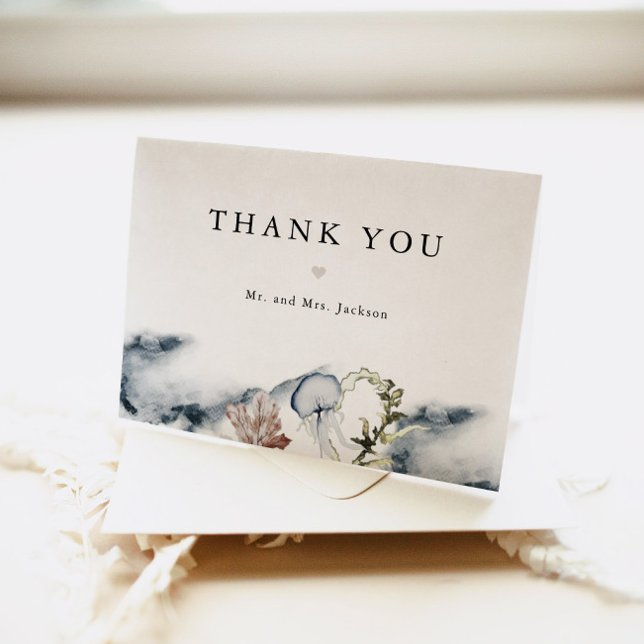 ALANA Tropical Beach Coral Ocean Jelly Fish Thank You Card (Creator Uploaded)