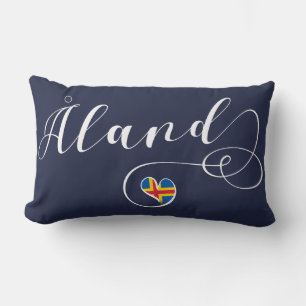 Åland Heart Flag, Aland Islands, Finland Lumbar Pillow