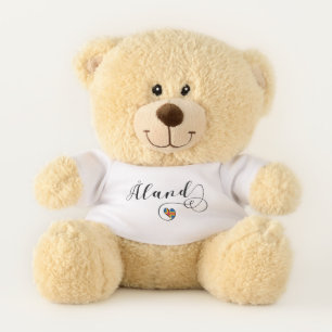 Åland Heart Flag, Aland Islands, Finland Teddy Bear
