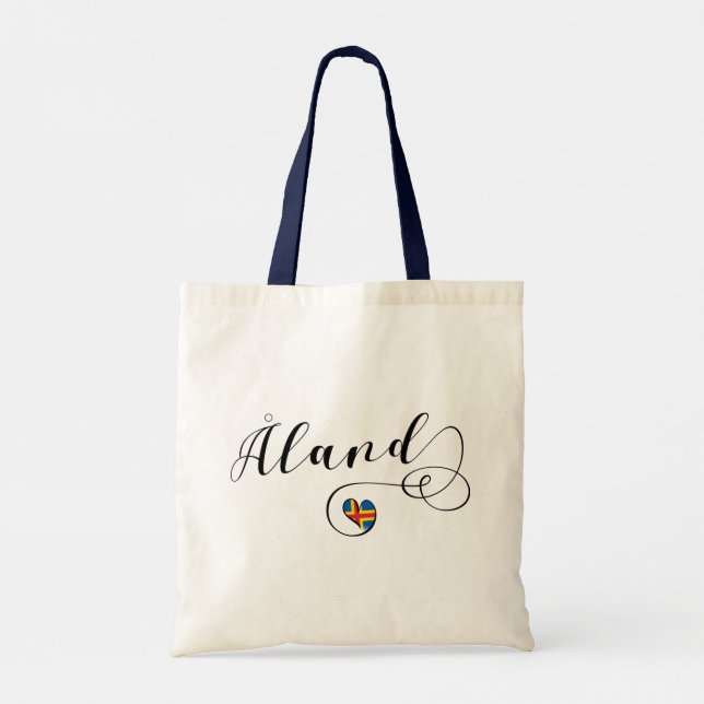 Åland Heart Flag, Aland Islands, Finland Tote Bag (Back)