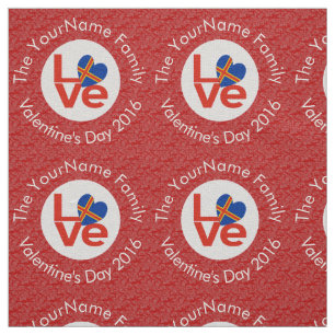 Åland Island Flag Heart LOVE Red Personalized Text Fabric