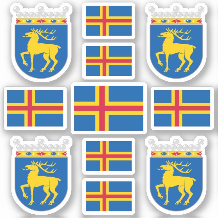 Åland Island symbols / coat of arms and flag Sticker | Zazzle.com