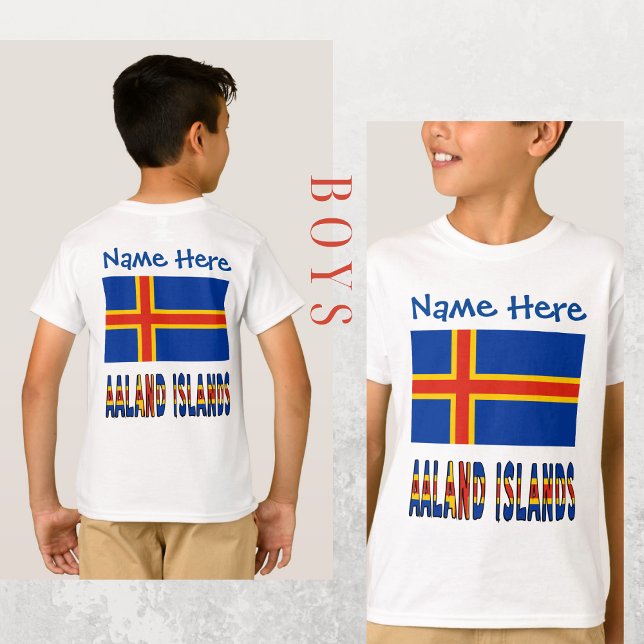 Åland Islands Ålander Flag Blue Personalization  T-Shirt (Creator Uploaded)