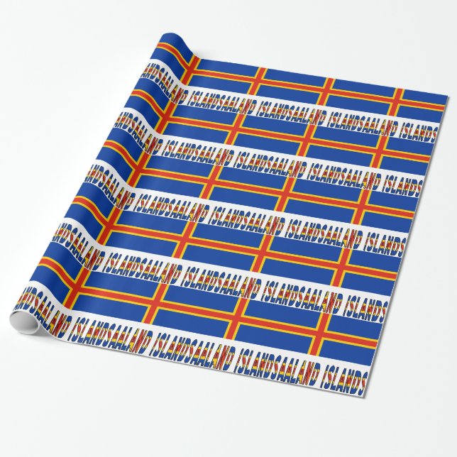 Åland Islands Ålander Flag Wrapping Paper (Unrolled)