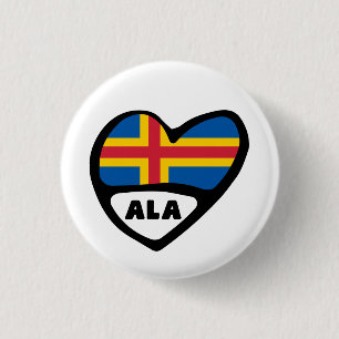 Åland Islands Country Code Flag Heart Pin Badge