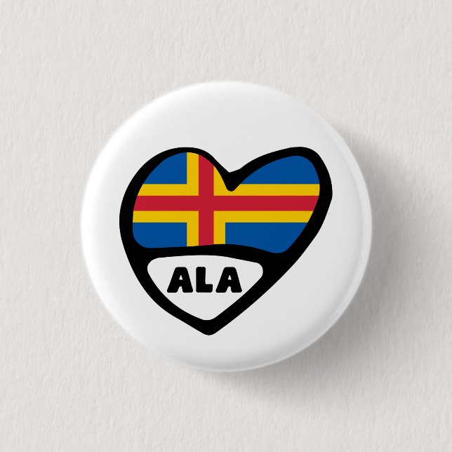 Åland Islands Country Code Flag Heart Pin Badge (Front)