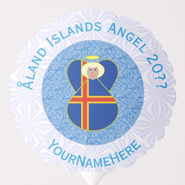 Åland Islands Flag Angel Personalized Balloon (Front)