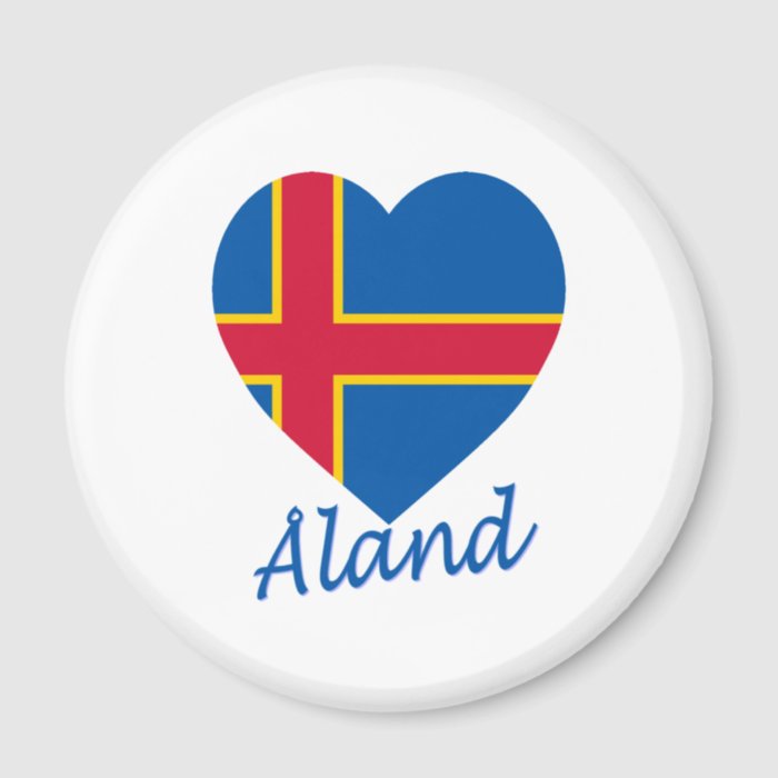 Aland Islands Flag Heart Refrigerator Magnet