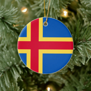 Aland Islands Flag Personalized Custom Ceramic Ornament