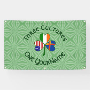 Åland Islands Ireland USA Shamrock Personalized Banner