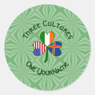 Åland Islands Ireland USA Shamrock Personalized Classic Round Sticker