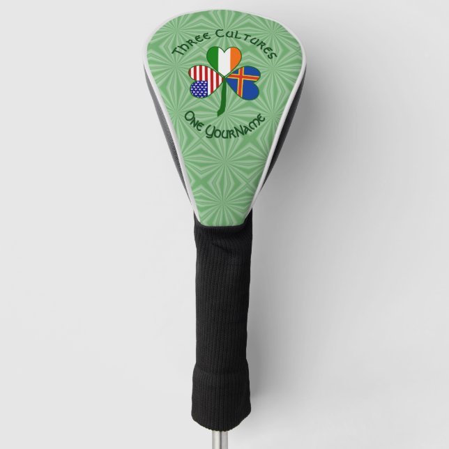 Åland Islands Ireland USA Shamrock Personalized  Golf Head Cover (Front)