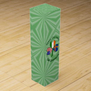 Åland Islands Ireland USA Shamrock Personalized  Wine Box