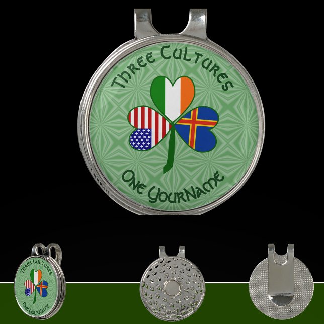 Åland Islands Irish American Shamrock Flag Golf Hat Clip (Creator Uploaded)