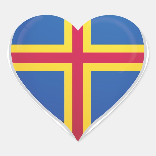 Aland Islands love flag pride heart sticker (Front)