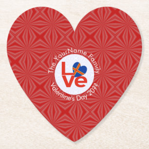 Åland Islands Red Letter LOVE Flag Personalized  Paper Coaster