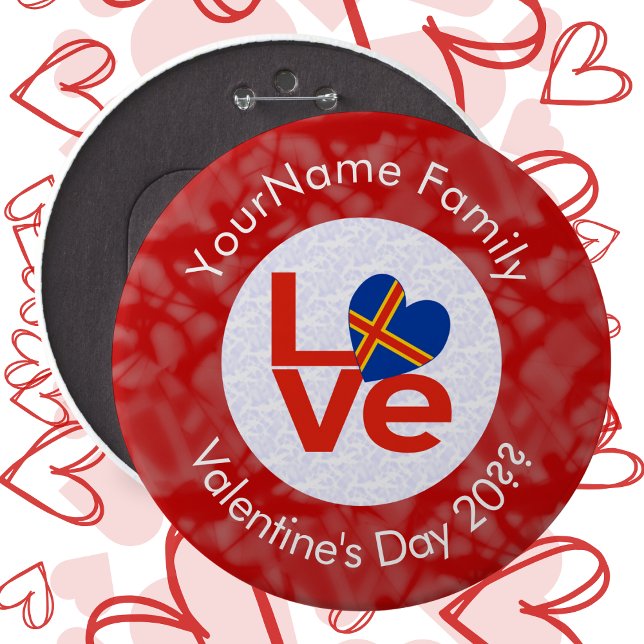Åland Islands Red LOVE Flag Personalized  Button (Creator Uploaded)