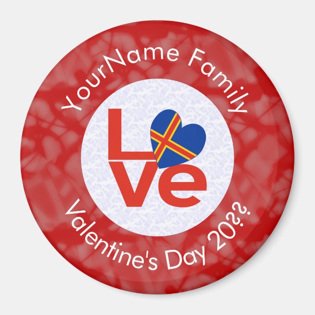 Åland Islands Red LOVE Flag Personalized  Magnet (Front)