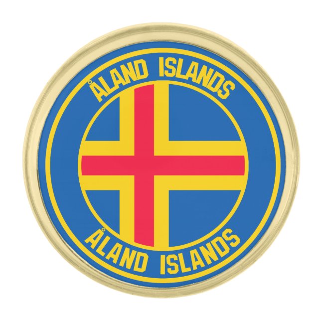 Åland Islands Round Emblem Gold Finish Lapel Pin (Front)