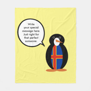 Åland Islands Talking Ms Penguin Personalized Fleece Blanket