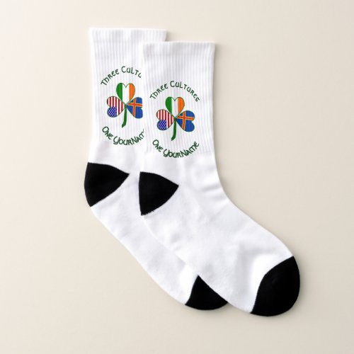 land Islands USA Ireland Flags Shamrock Personal  Socks