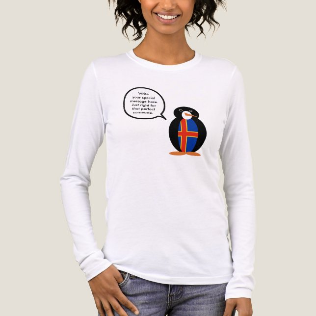 Ålander Flag Wildlife Penguin Personalized Gift Tri-Blend Shirt (Front)