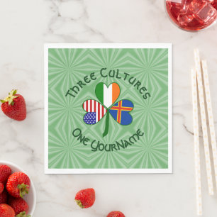 Ålander Irish American Flags Shamrock Paper Napkin