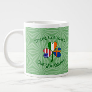 Ålander Irish American Flags Shamrock Personalized Giant Coffee Mug