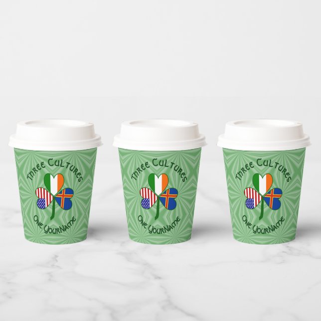 Ålander Irish American Shamrock Personalized Text Paper Cups (Multi)