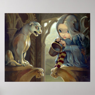 Alannah and the Gargoyle ART PRINT gothic fairy