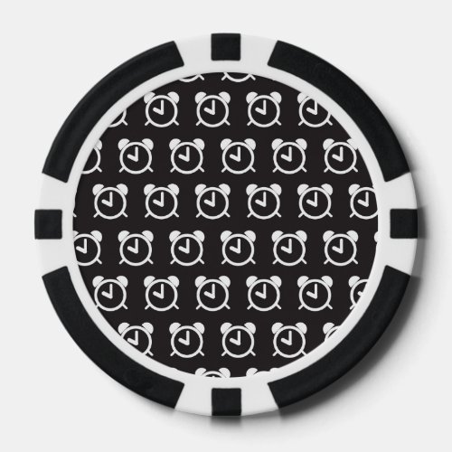 Alarm Clock black white Poker Chips