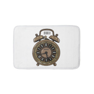 Alarm clock cartoon illustration bath mat
