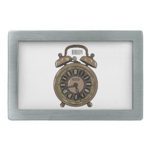 Alarm clock cartoon illustration belt buckle