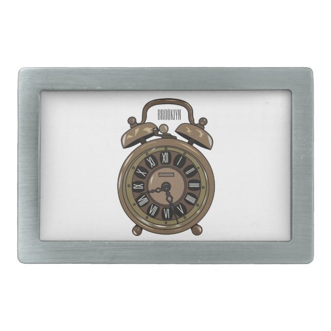 Alarm clock cartoon illustration belt buckle (Front)