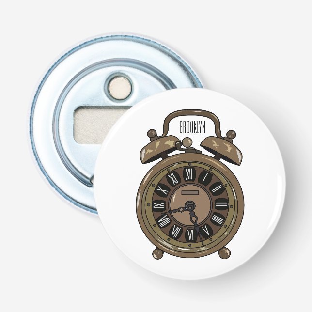 Alarm clock cartoon illustration bottle opener (Front)