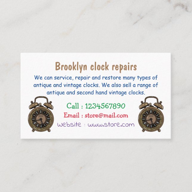 Alarm clock cartoon illustration  business card (Front)