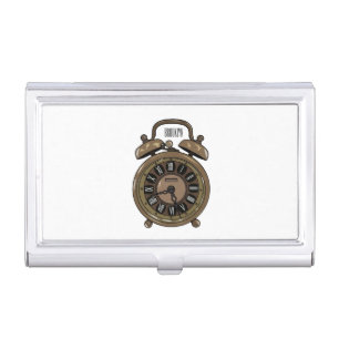 Alarm clock cartoon illustration business card case