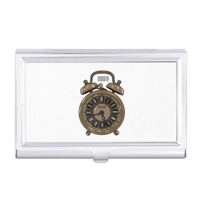 Alarm clock cartoon illustration business card case (Front)