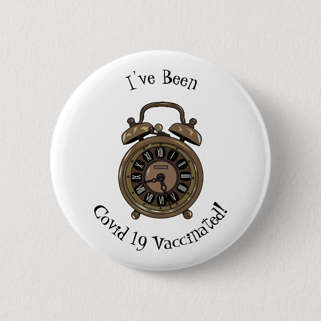 Alarm clock cartoon illustration button (Front)