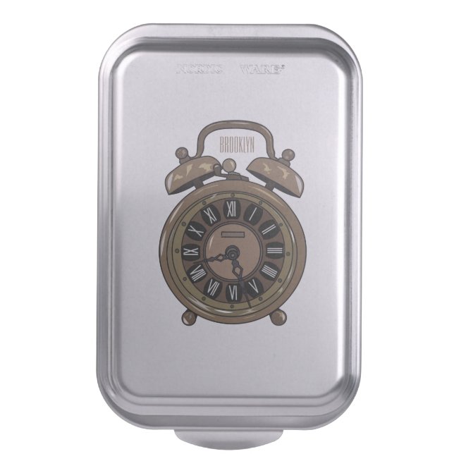 Alarm clock cartoon illustration cake pan (Front Vertical)