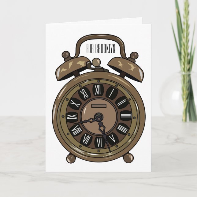 Alarm clock cartoon illustration card (Front)