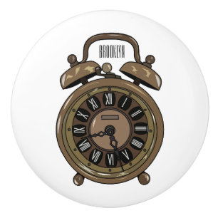 Alarm clock cartoon illustration ceramic knob