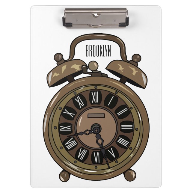 Alarm clock cartoon illustration clipboard (Front)